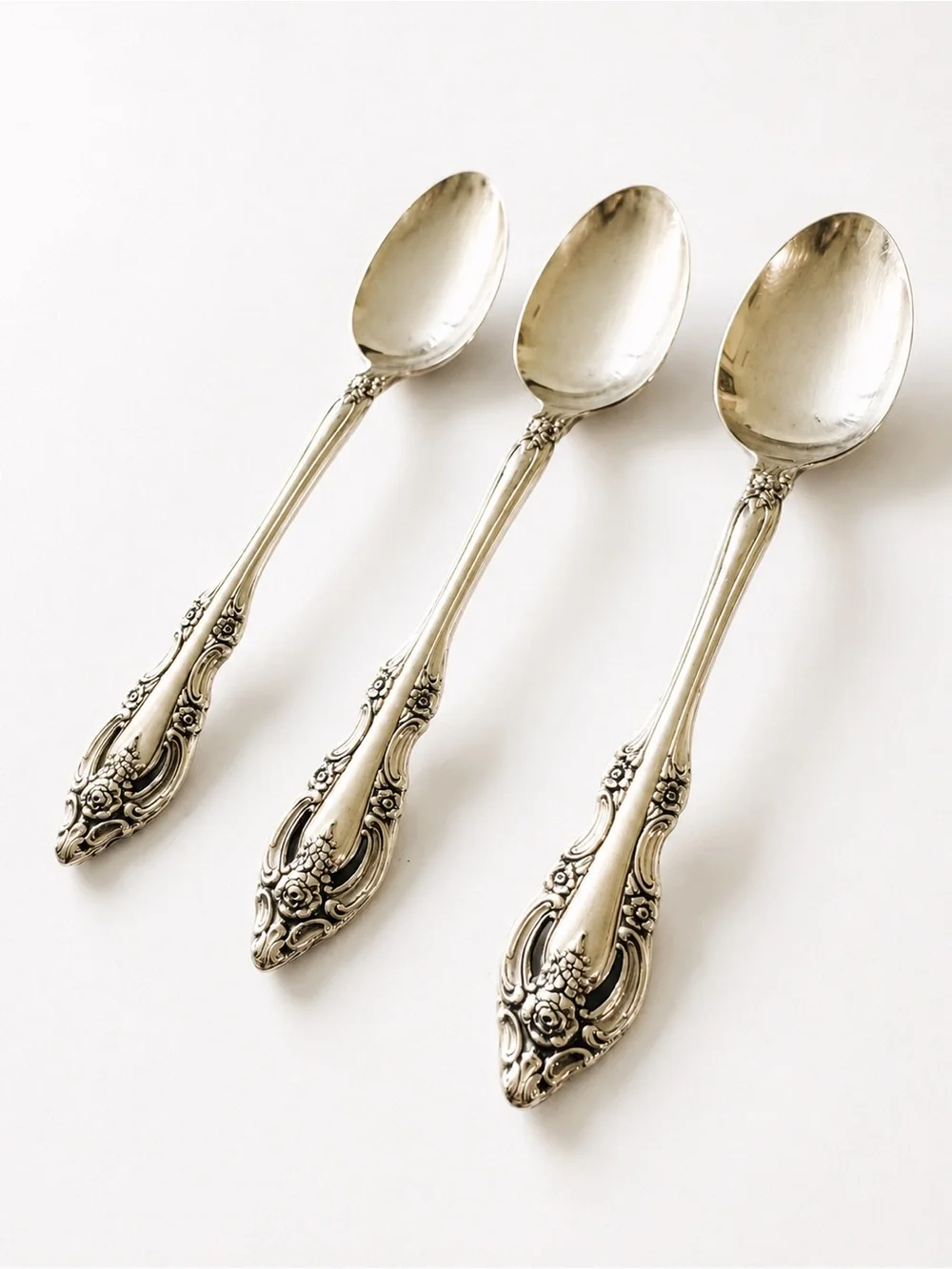 Vintage Community Silverplate Teaspoons – Set of 3 Ornate Floral Spoons